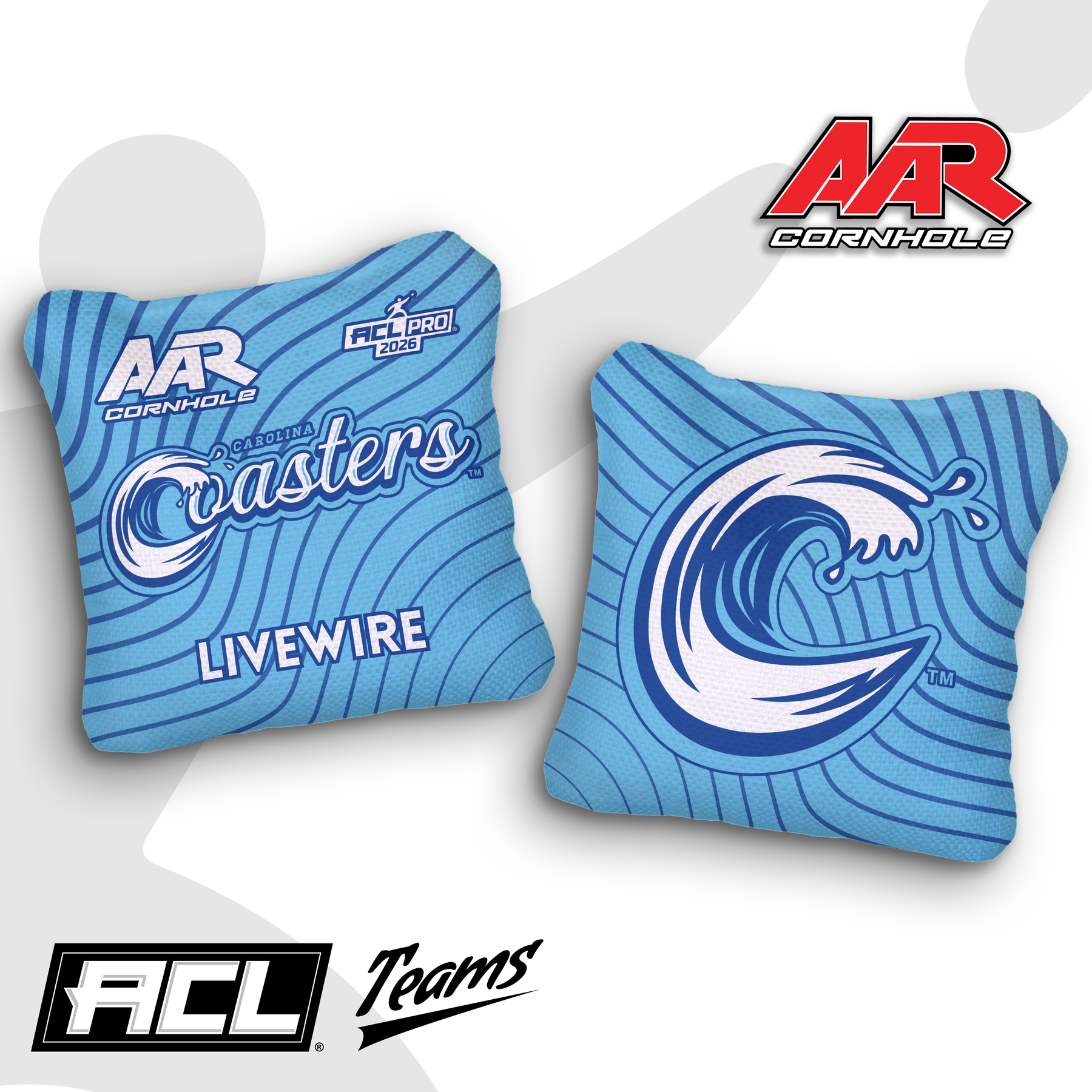 2026 AAR Cornhole Bags - Coasters Wave Edition - Light Blue - ACL Pro